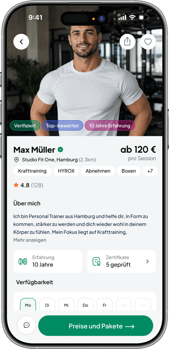 Coach-Profil in der nucoach App – Max Müller